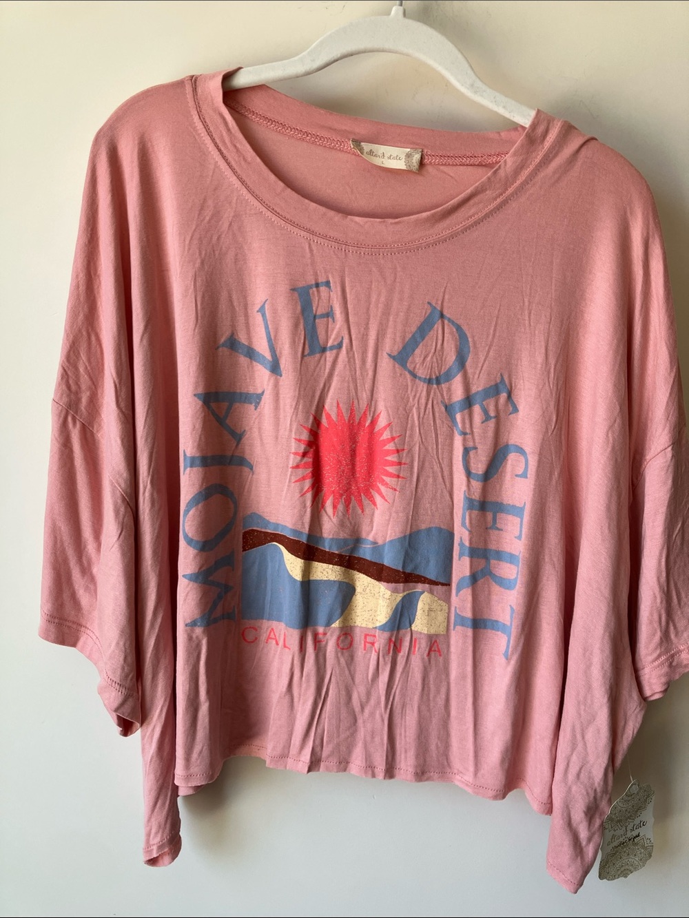 Altar'd State Dusty Pink Mojave Desert Graphic Slubbed Crop Tee Size Large NWT